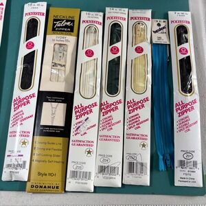 Vintage Coats Clark Talon YKK Zipper Lot 7pc Black Ivory Green Blue 7-18 Inch